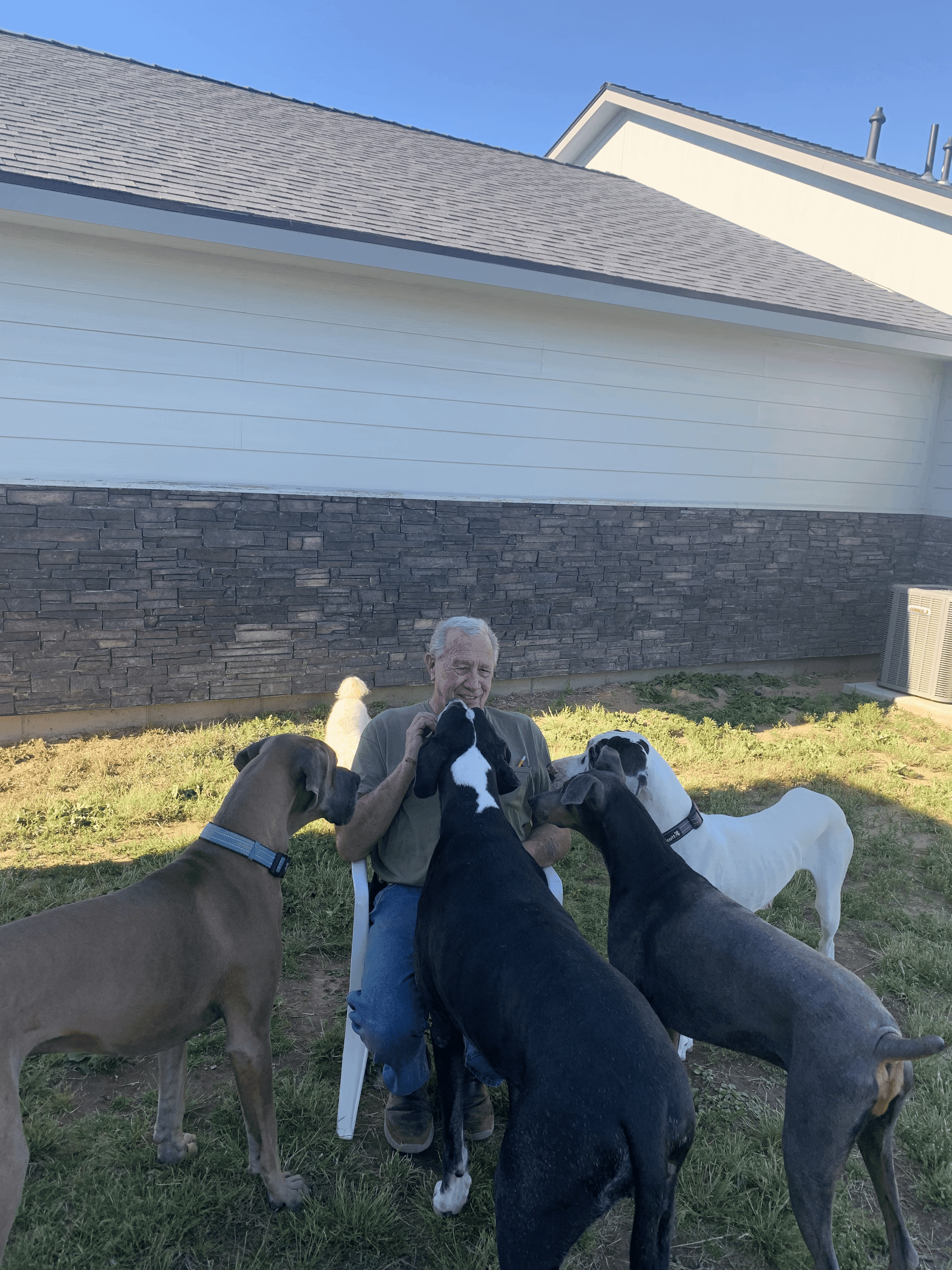 Delbert Rhoades, founder and inventor of the D-Lift, with his dogs